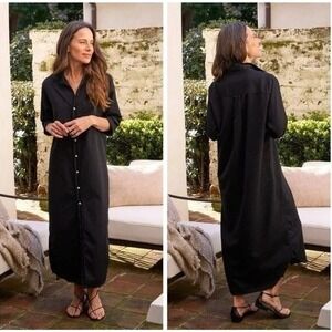 Frank & Eileen Rory Shirtdress Famous Denim Size M Black Cotton Long Distressed
